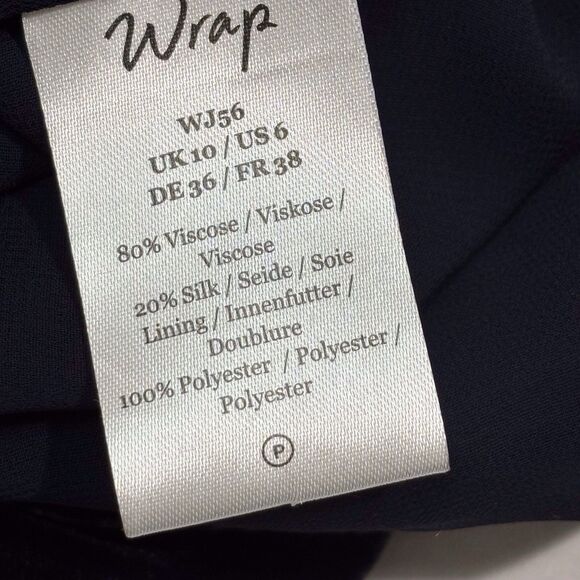 Wrap London Embroidered Cardigan Womens 6 Navy Blue Silk Blend Open Front Drape - Picture 11 of 12